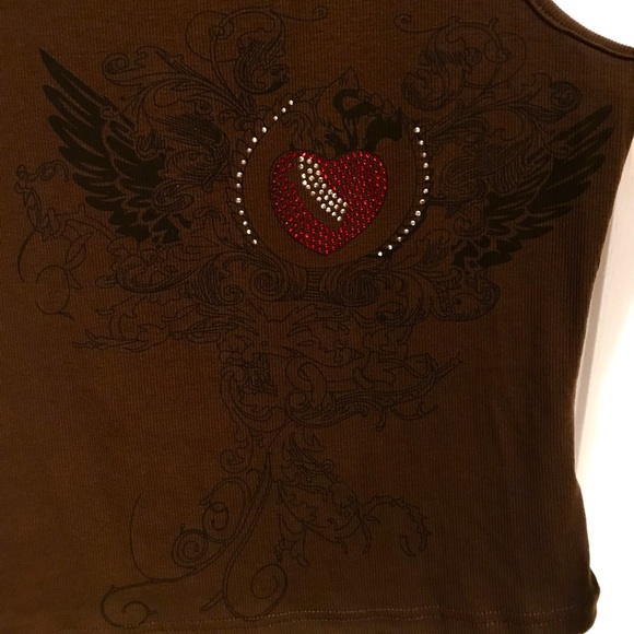 Brown, Rhinestone Tank Top. - Picture 3 of 4